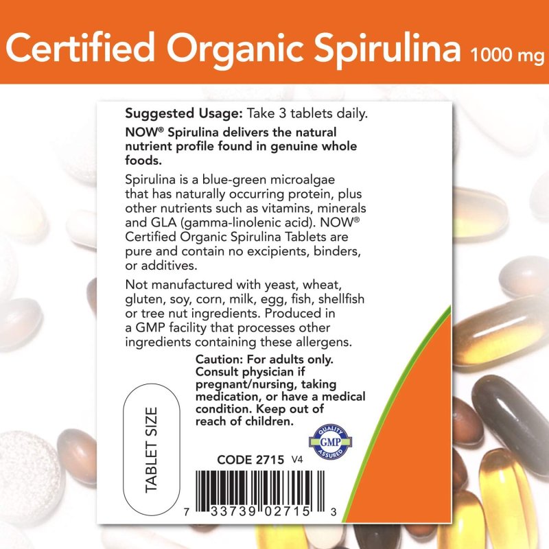 NOW SUPPLEMENTS SPIRULINA 1000 MG - 120 TABLET