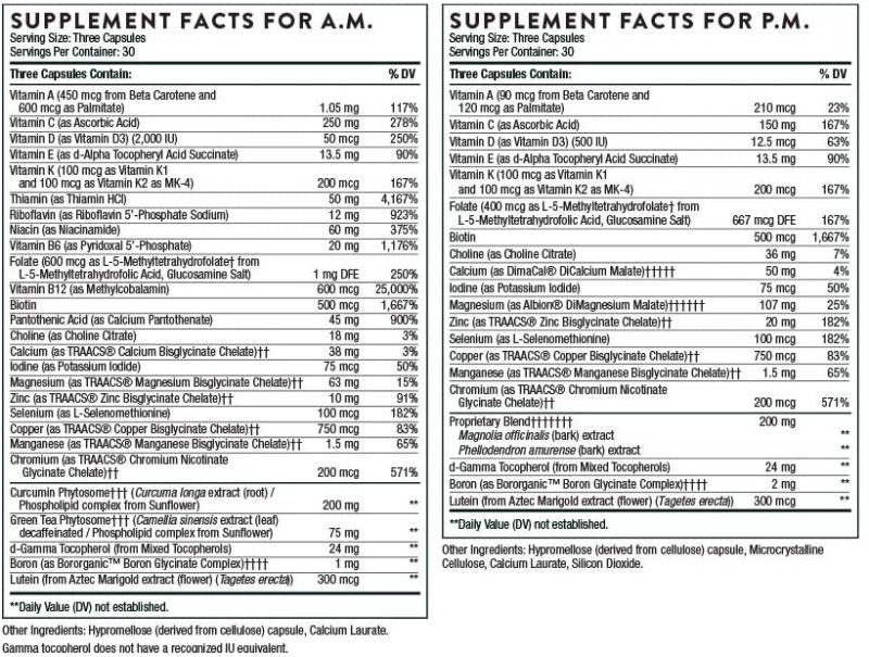 THORNE RESEARCH - MULTI-VITAMIN ELITE A.M. AND P.M. - 180 TABLET
