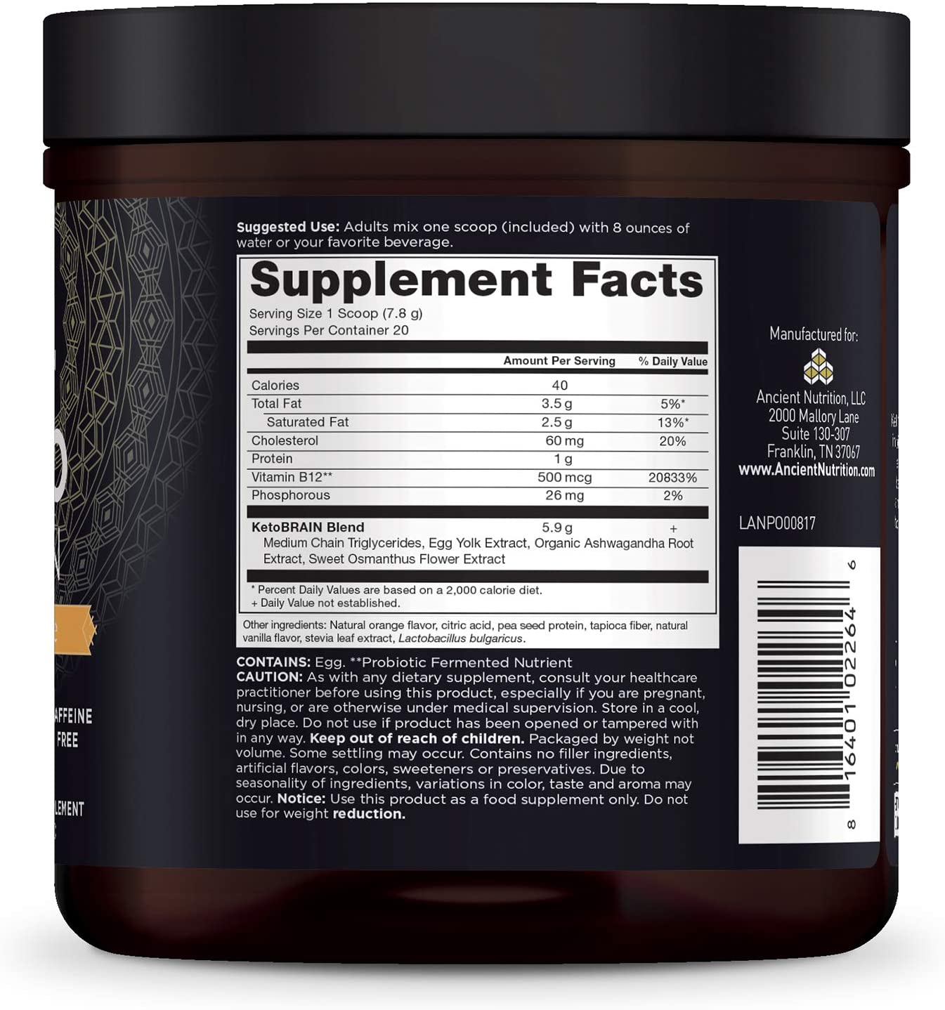 ANCIENT NUTRITION KETO BRAIN - 20 SERVIS