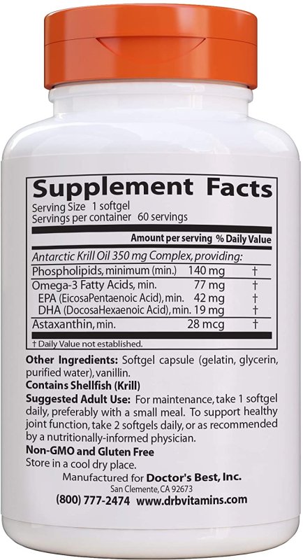 DOCTOR'S BEST REAL KRILL 350MG - 60 TABLET
