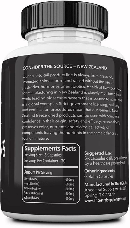 ANCESTRAL SUPPLEMENTS GRASS FED BEEF ORGANS - 180 TABLET