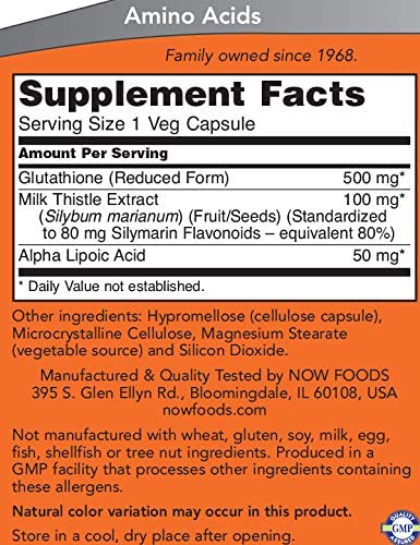 NOW GLUTATHIONE 500 MG - 100 TABLET