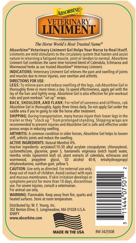 ABSORBINE VETERINARY LINIMENT - 12 OUNCE
