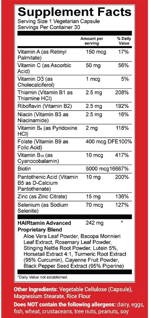 HAIRTAMIN BIOTIN FAST HAIR GROWTH VITAMINS - 30 TABLET