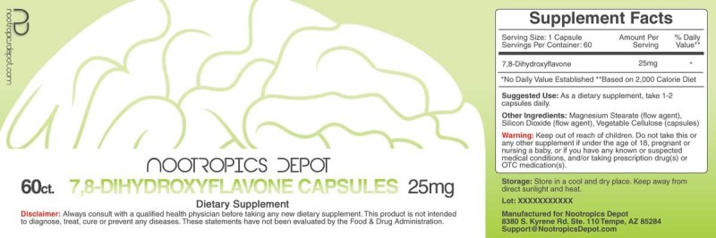 NOOTROPICS DEPOT 7,8-DIHYDROXYFLAVONE CAPSULES 25MG - 60 TABLET