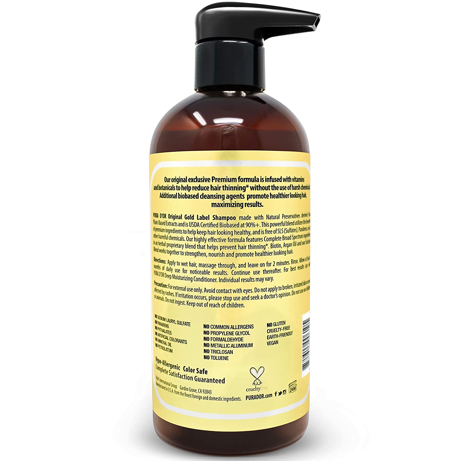 PURA D'OR ORIGINAL GOLD LABEL BIOTIN SHAMPOO - 16 OZ
