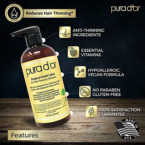 PURA D'OR ORIGINAL GOLD LABEL BIOTIN SHAMPOO - 16 OZ
