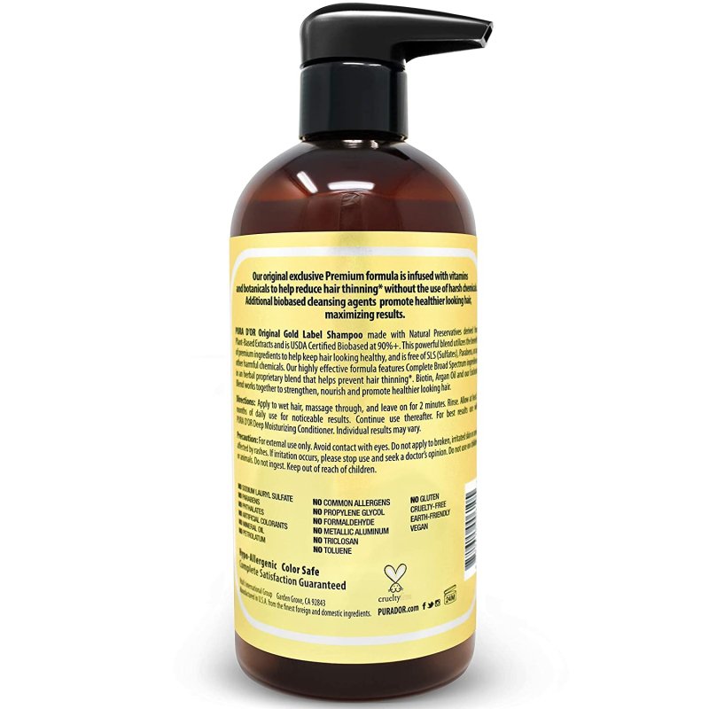 PURA D'OR ORIGINAL GOLD LABEL BIOTIN SHAMPOO - 16 OZ