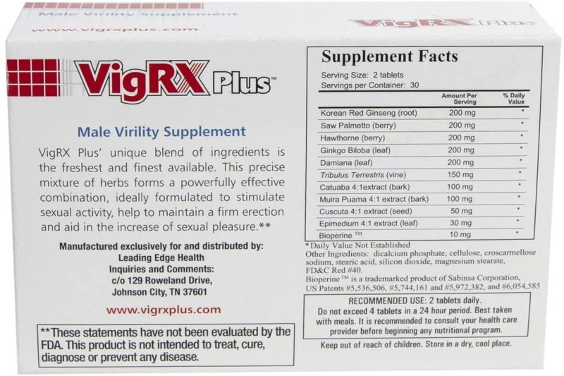 VIGRX PLUS MALE VIRILITY HERBAL DIETARY SUPPLEMENT PILL - 60 TABLET