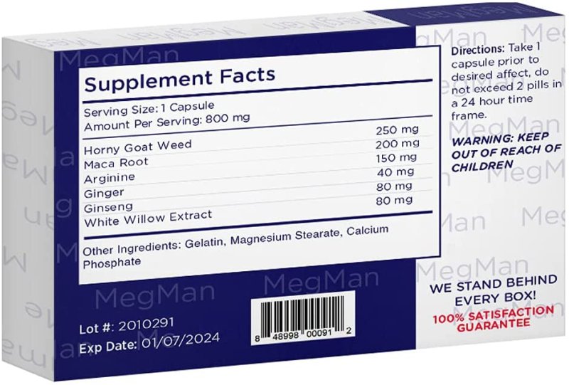 MEGMAN NATURAL MALE PERFORMANCE ENERGY AND STRENGTH BOOSTER - 10 TABLET