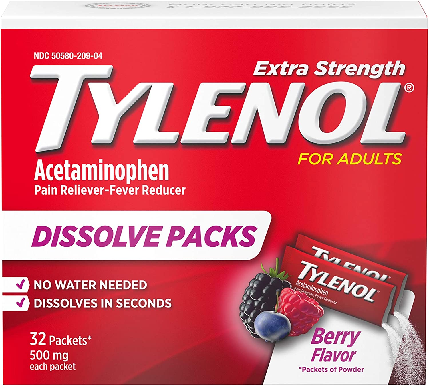 TYLENOL EXTRA STRENGTH DISSOLVE PACKS - 32 PAKET