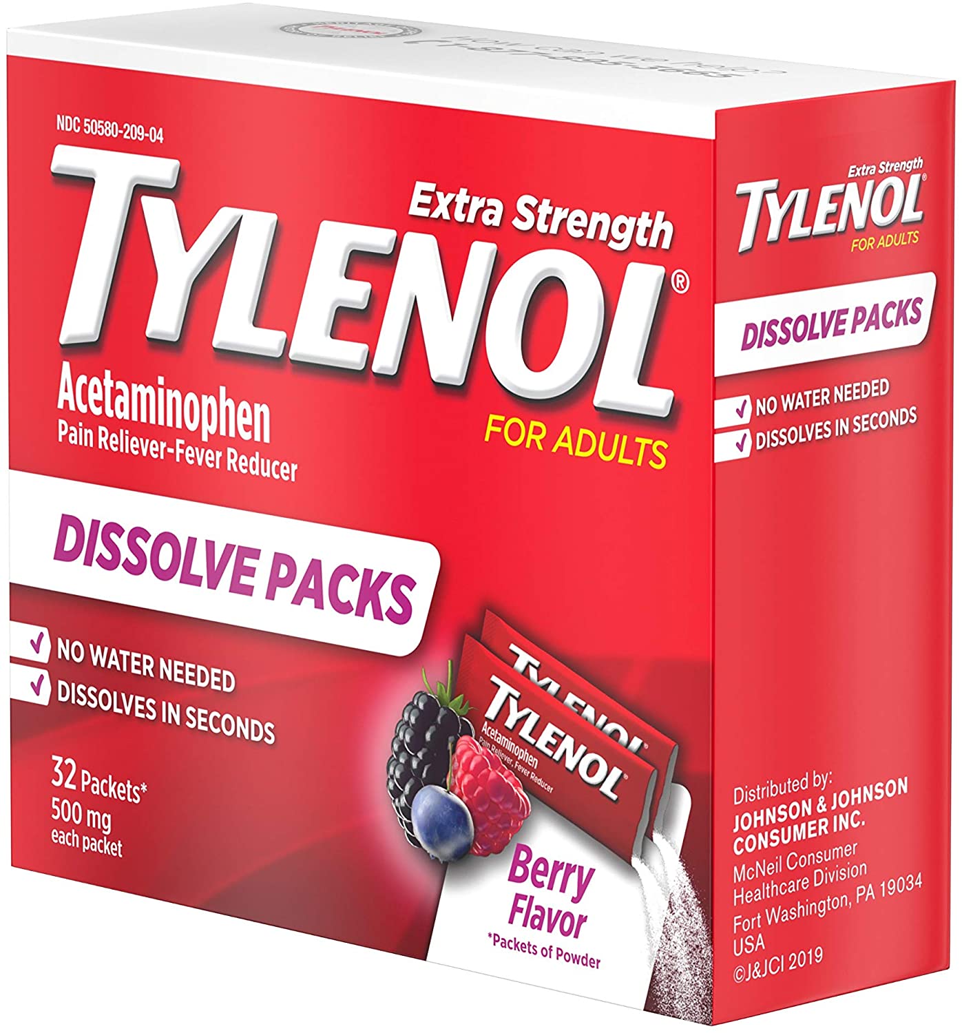 TYLENOL EXTRA STRENGTH DISSOLVE PACKS - 32 PAKET