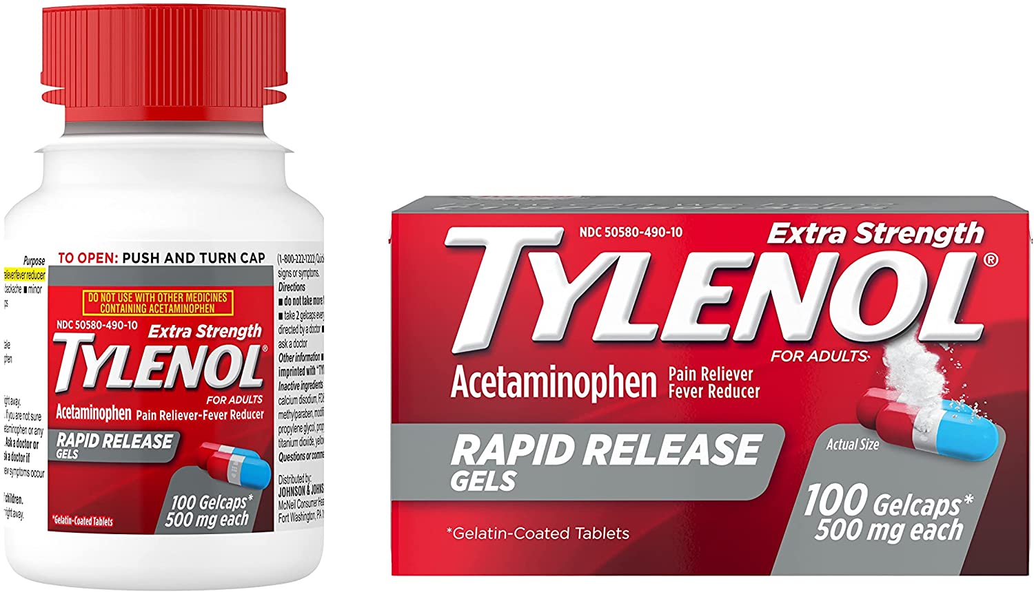 TYLENOL EXTRA STRENGTH ACETAMINOPHEN - 100 TABLET