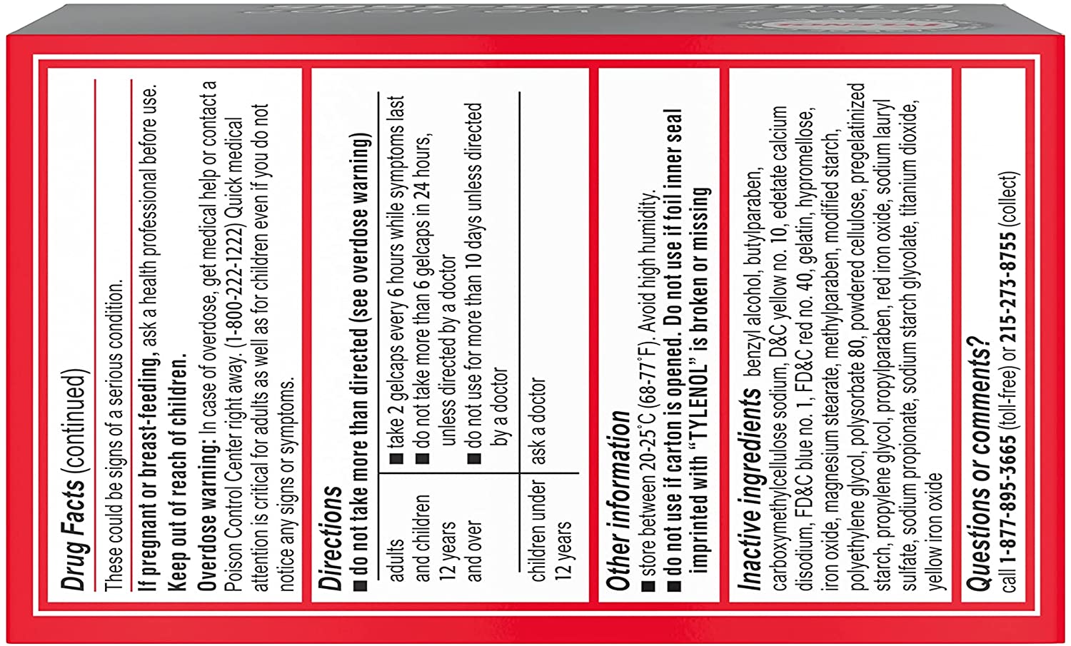 TYLENOL EXTRA STRENGTH ACETAMINOPHEN - 100 TABLET