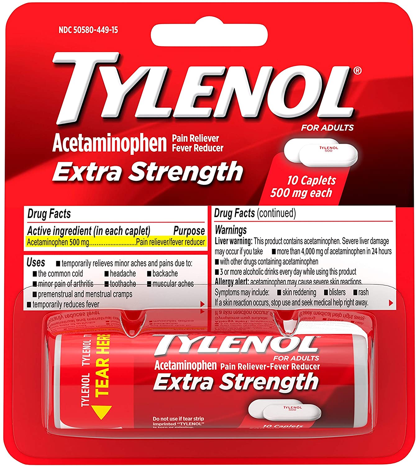 TYLENOL EXTRA STRENGTH - 12 PAKET