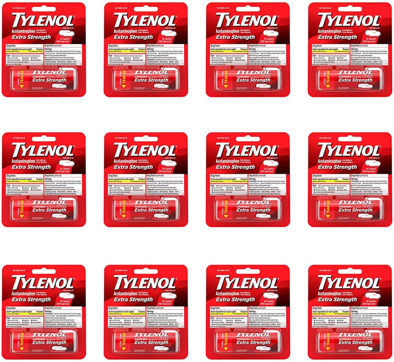 TYLENOL EXTRA STRENGTH - 12 PAKET