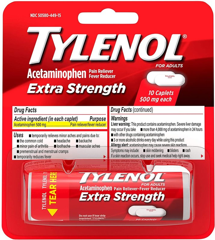 TYLENOL EXTRA STRENGTH - 12 PAKET