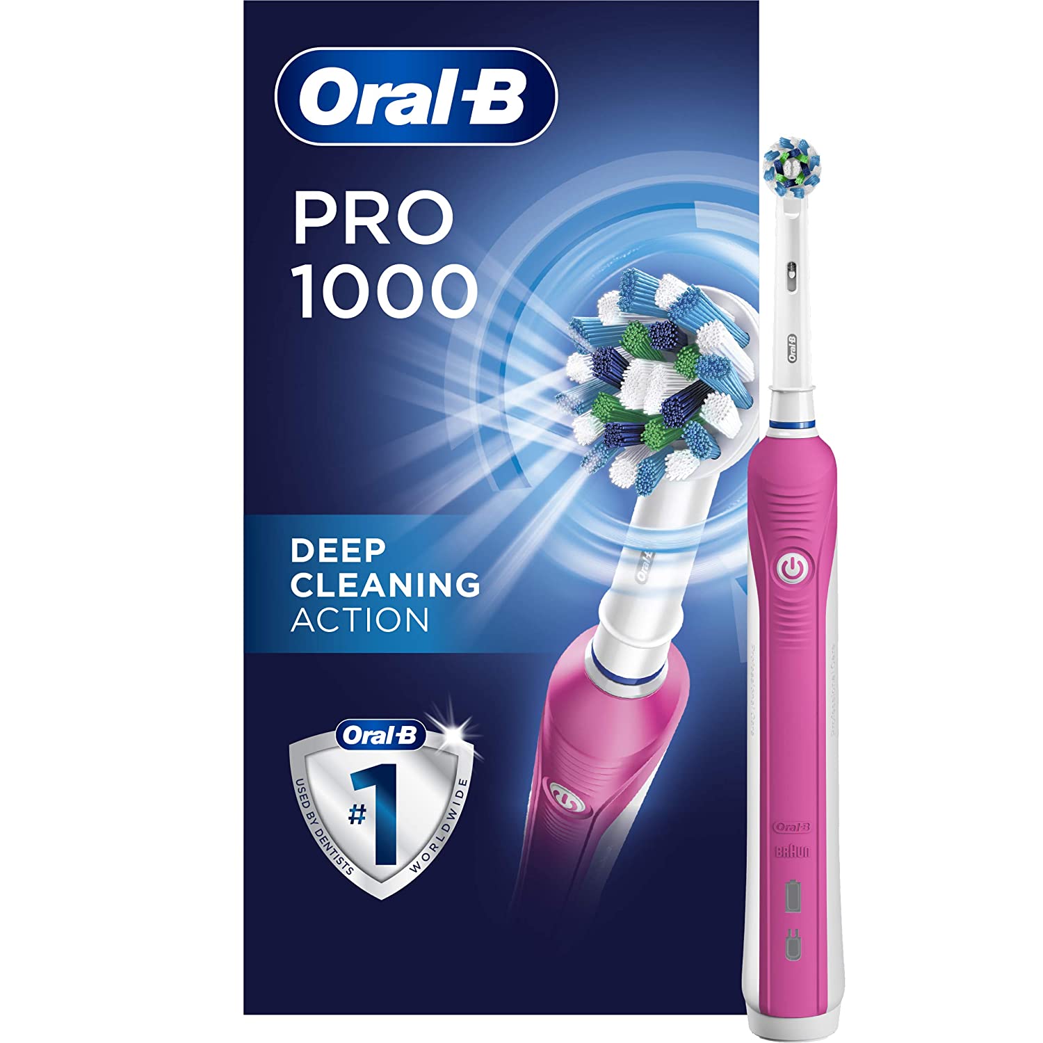 ORAL-B PRO 1000 CROSSACTION ELECTRIC TOOTHBRUSH - PINK