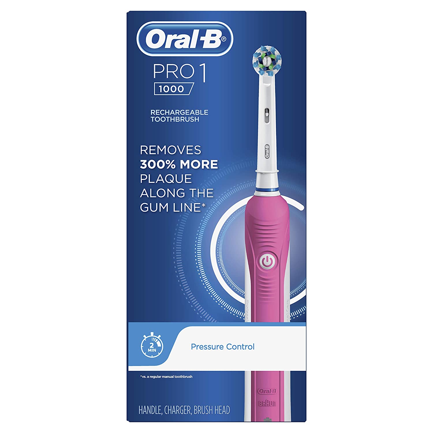 ORAL-B PRO 1000 CROSSACTION ELECTRIC TOOTHBRUSH - PINK