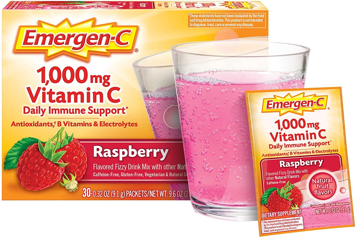 EMERGEN-C 1000MG VITAMIN C POWDER RASPBERRY - 30 PAKET