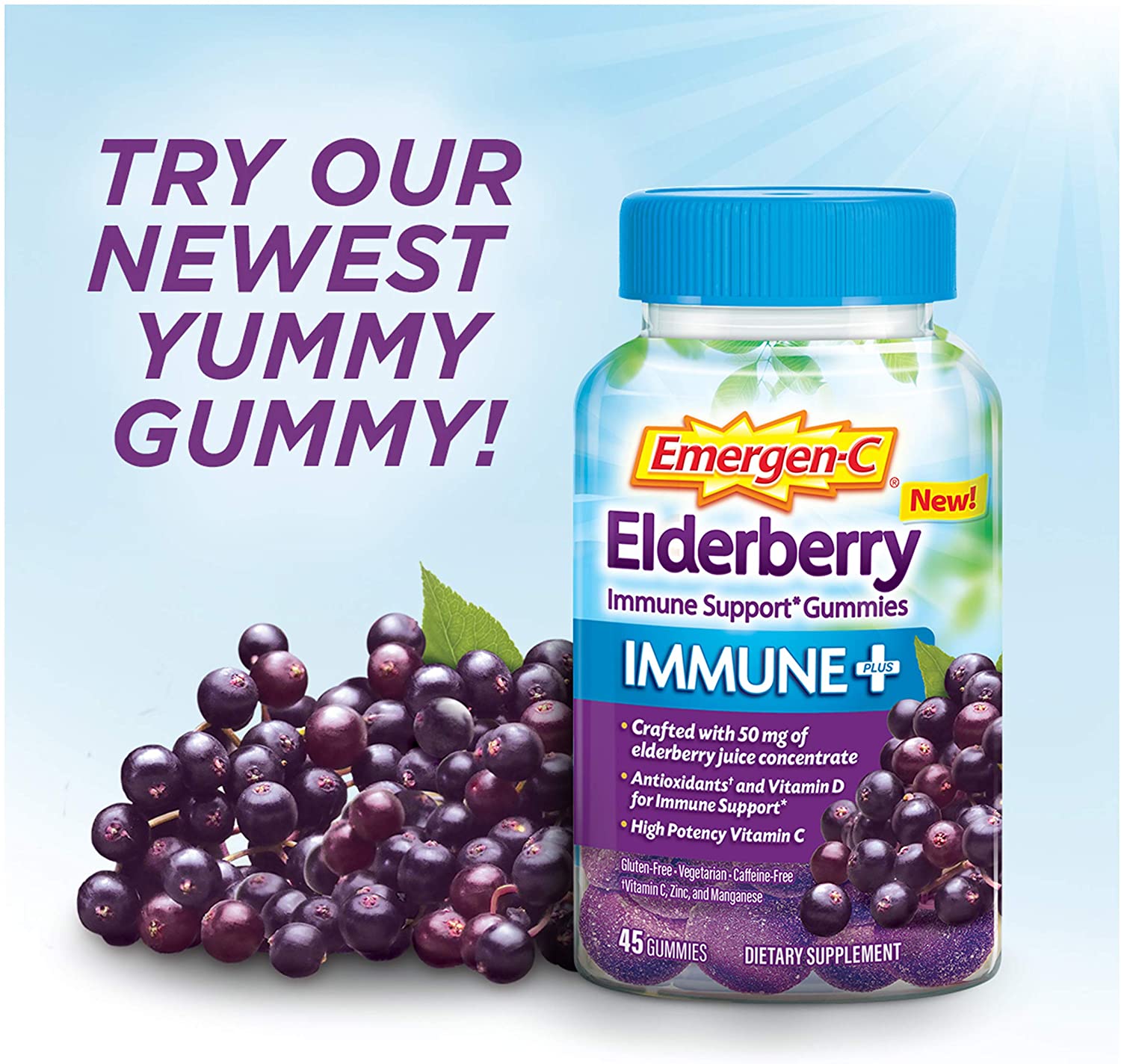EMERGEN-C IMMUNE ELDERBERRY 750 MG VITAMIN C - 45 GUMMIES