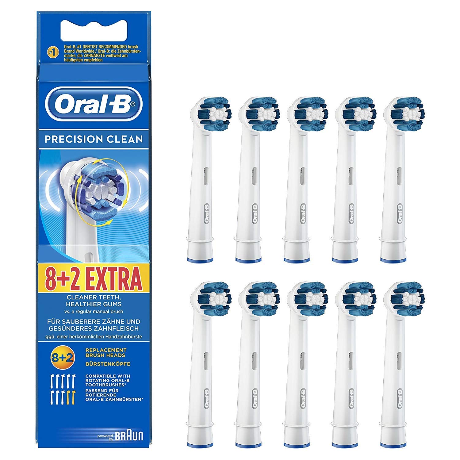 ORAL-B BRAUN PRECISION CLEAN TOOTHBRUSH HEADS - 10 ADET