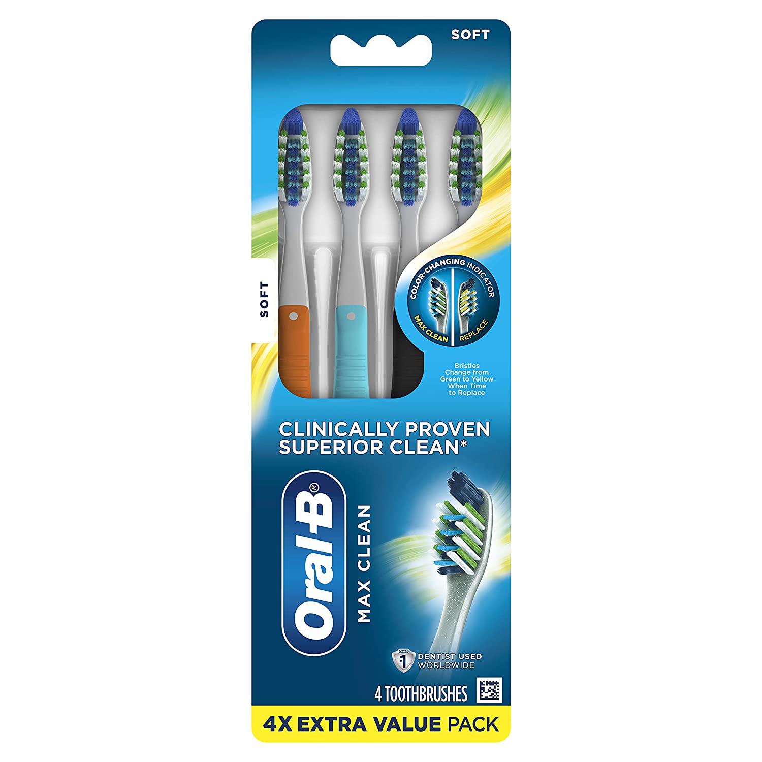 ORAL-B CROSSACTION MAX CLEAN MANUAL TOOTHBRUSH - 4 ADET