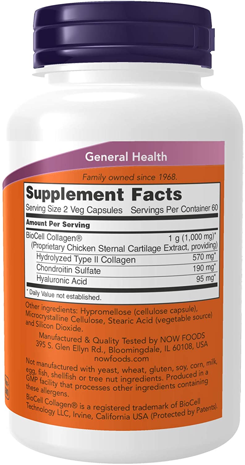 NOW SUPPLEMENTS BIOCELL COLLAGEN HYDROLYZED TYPE II - 120 TABLET