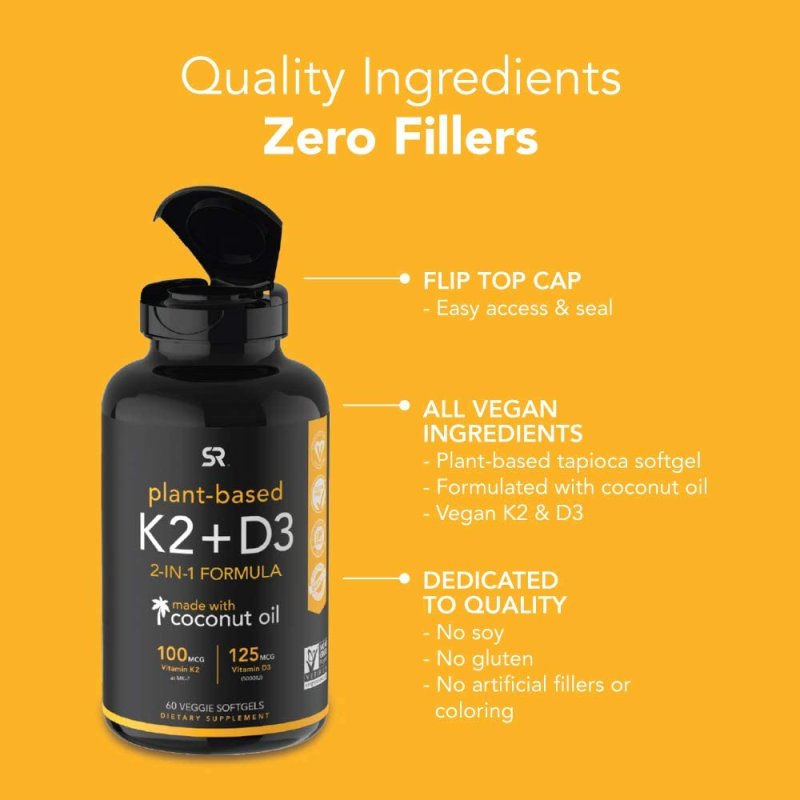 SPORTS RESEARCH PLANT-BASED D3 + K2 TABLET - 60 TABLETS