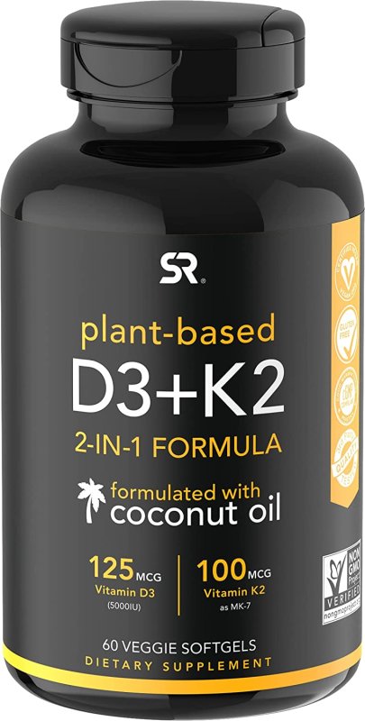 SPORTS RESEARCH PLANT-BASED D3 + K2 TABLET - 60 TABLETS