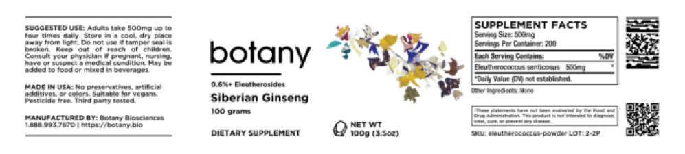 BOTANY SIBERIAN GINSENG POWDER - 100 G