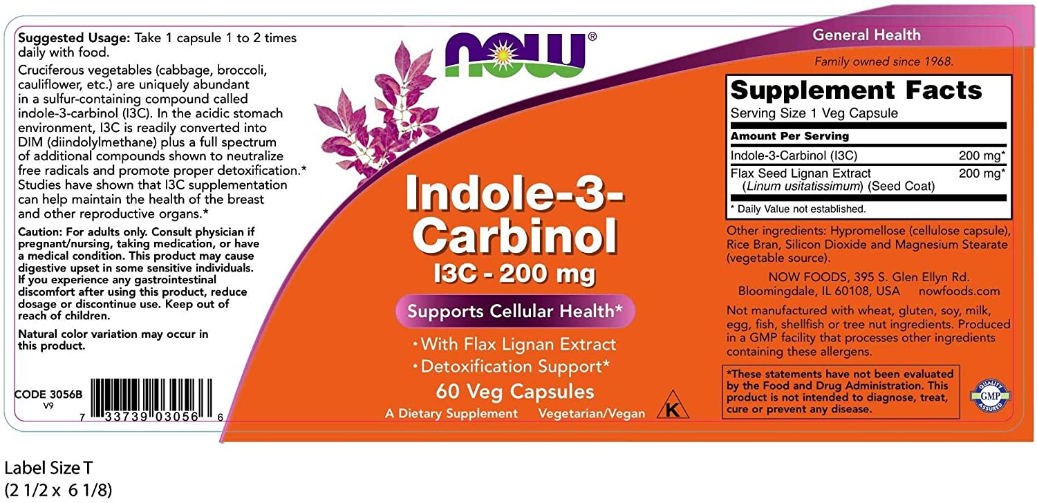 NOW SUPPLEMENTS INDOLE-3-CARBINOL 200 MG - 60 TABLET