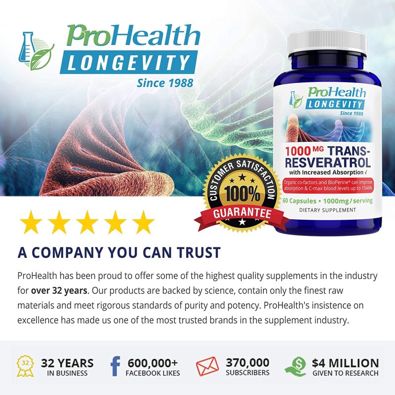 PROHEALTH LONGEVITY 1000 MG TRANS RESVERATROL - 60 TABLET