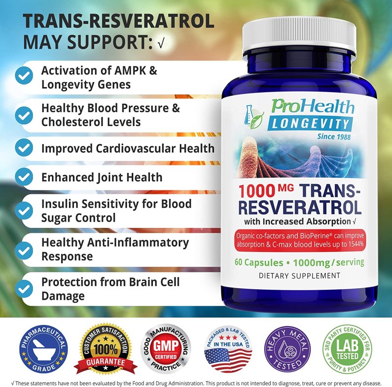 PROHEALTH LONGEVITY 1000 MG TRANS RESVERATROL - 60 TABLET