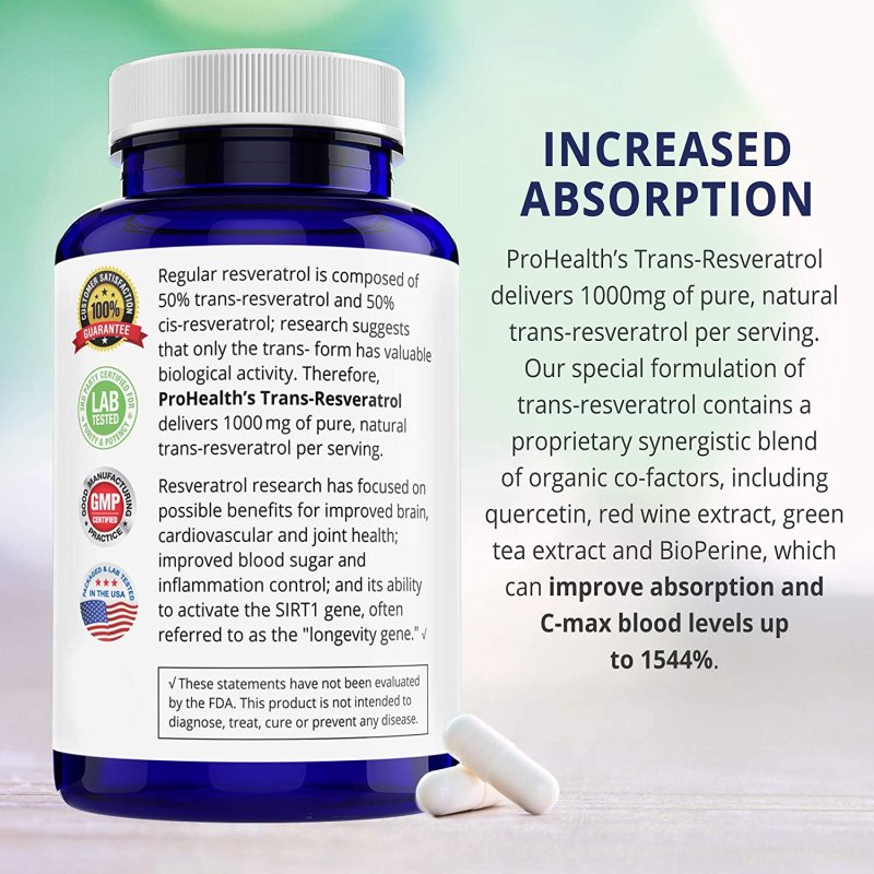 PROHEALTH LONGEVITY 1000 MG TRANS RESVERATROL - 60 TABLET