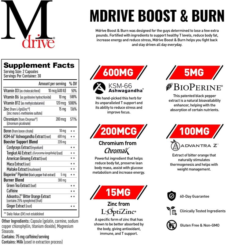 MDRIVE BOOST AND BURN TESTOSTERONE - 60 TABLET