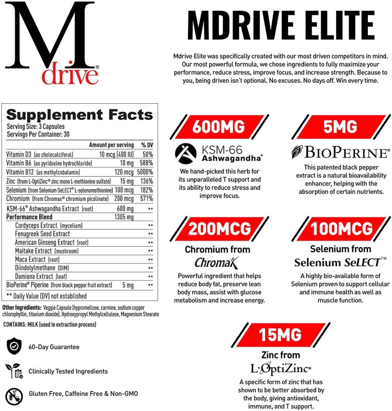 MDRIVE STORE MDRIVE ELITE TESTOSTERONE BOOSTER FOR MEN - 90 TABLET