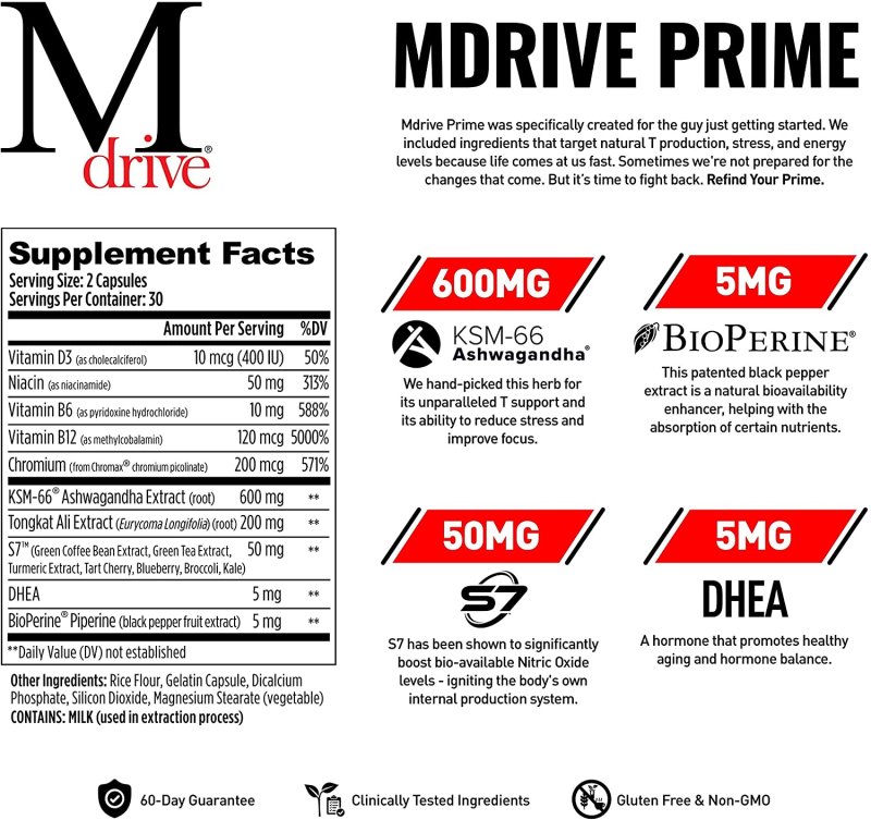 MDRIVE TESTOSTERONE SUPPORT - 60 TABLET