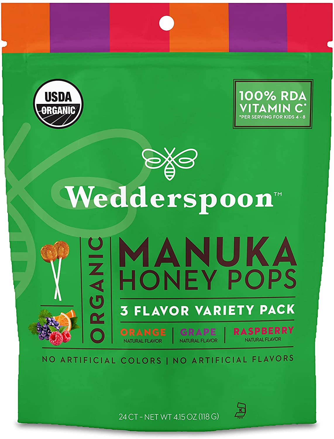 WEDDERSPOON ORGANIC MANUKA HONEY POPS - 24 COUNT
