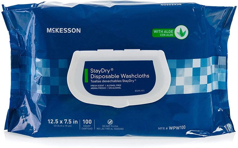 MCKESSON STAY DRY DISPOSABLE WASHCLOTHS - 6 PACK