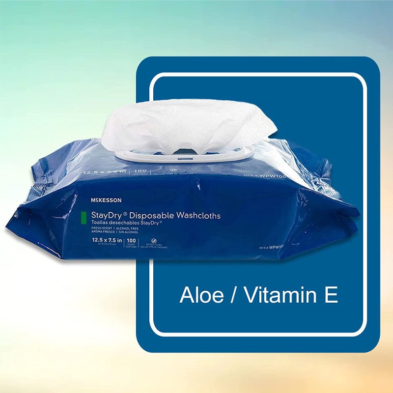 MCKESSON STAY DRY DISPOSABLE WASHCLOTHS - 6 PACK