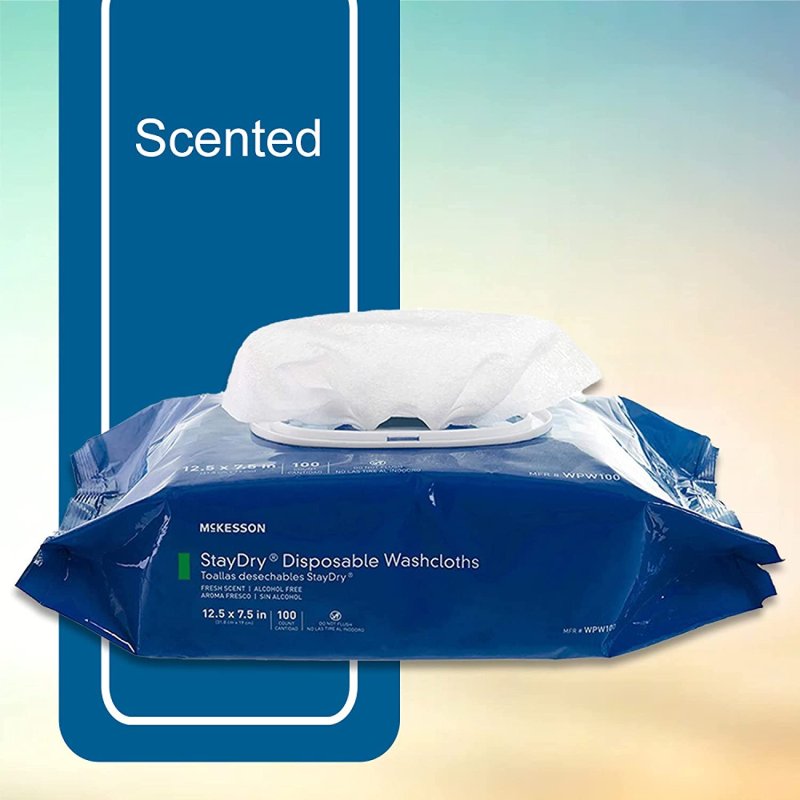 MCKESSON STAY DRY DISPOSABLE WASHCLOTHS - 6 PACK