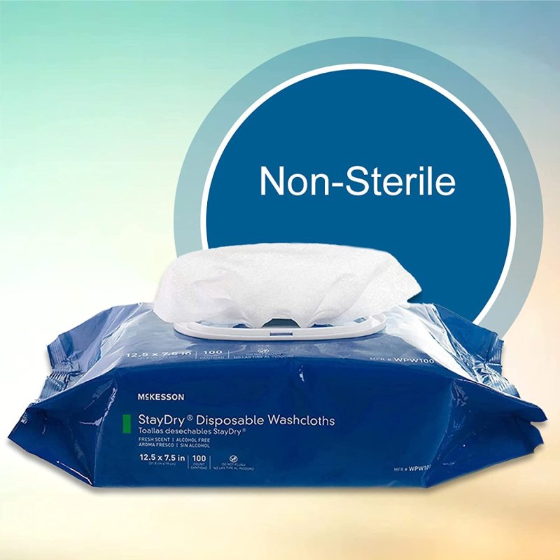 MCKESSON STAY DRY DISPOSABLE WASHCLOTHS - 6 PACK
