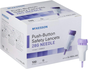 MCKESSON PUSH BUTTON SAFETY LANCETS - 100 COUNT