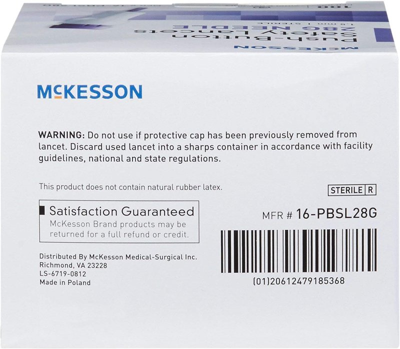 MCKESSON PUSH BUTTON SAFETY LANCETS - 100 COUNT