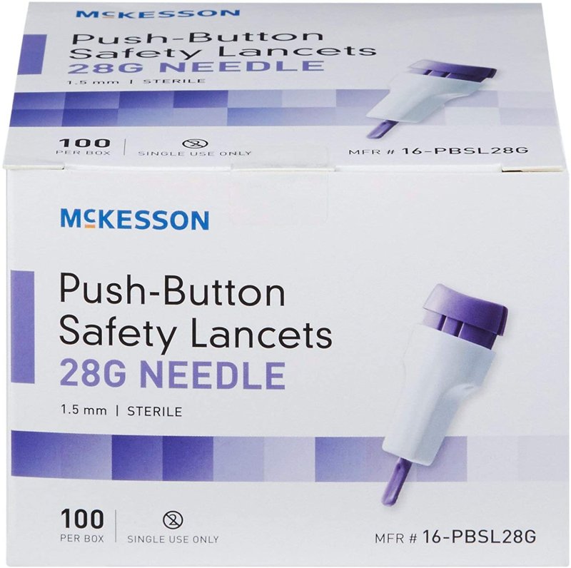 MCKESSON PUSH BUTTON SAFETY LANCETS - 100 COUNT