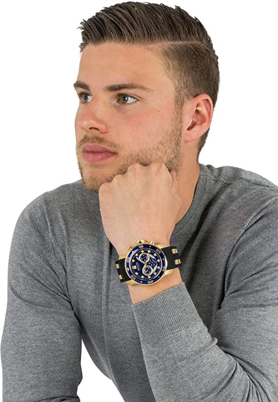 INVICTA MEN'S 6983 PRO DIVER COLLECTION CHRONOGRAPH BLUE DIAL BLACK POLYURETHANE WATCH