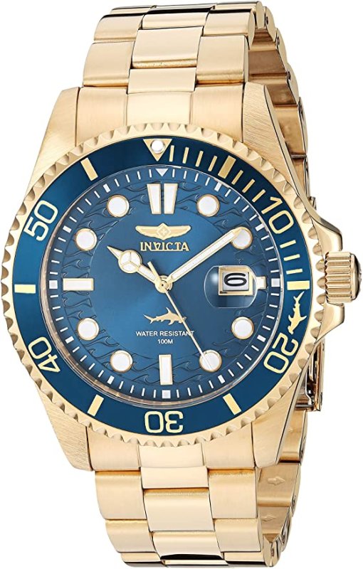 INVICTA MEN'S PRO DIVER QUARTZ WATCH WITH STAINLESS STEEL STRAP GOLD