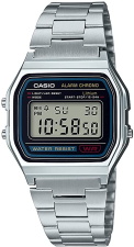 CASIO MEN'S A158WA-1DF STAINLESS STEEL DIGITAL WATCH