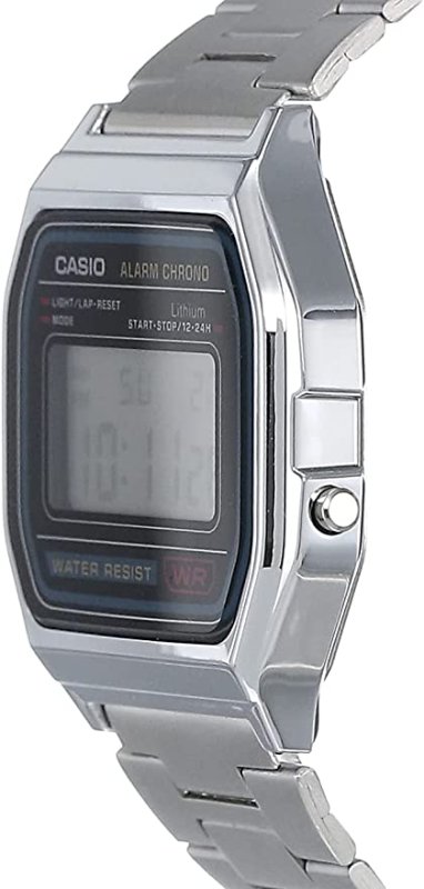 CASIO MEN'S A158WA-1DF STAINLESS STEEL DIGITAL WATCH